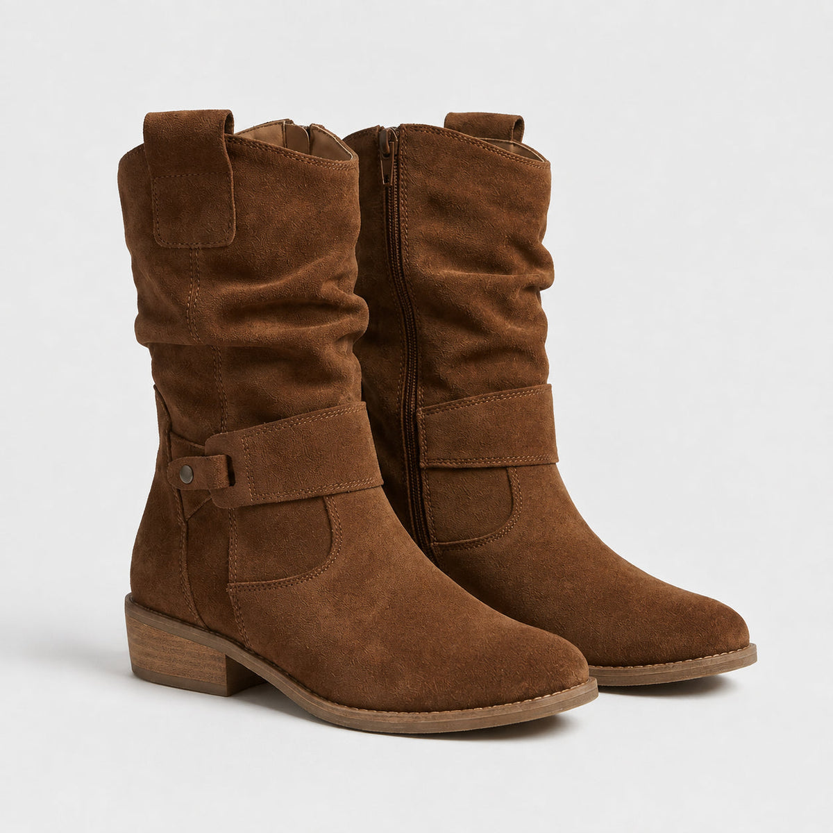 Alizée Bottines Slouchy Mi-Mollet À Sangle Décorative Femme