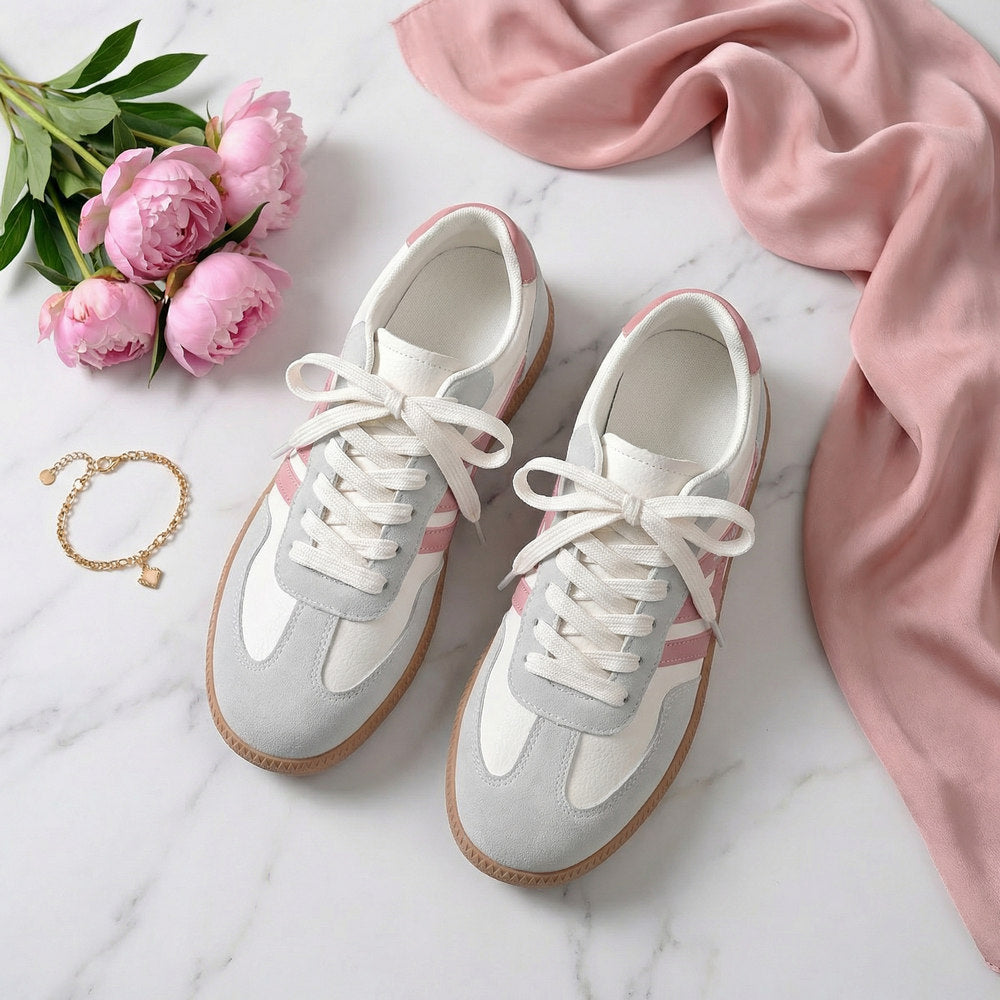 Adèle Baskets Rétro À Lacets Et Bandes Latérales Femme