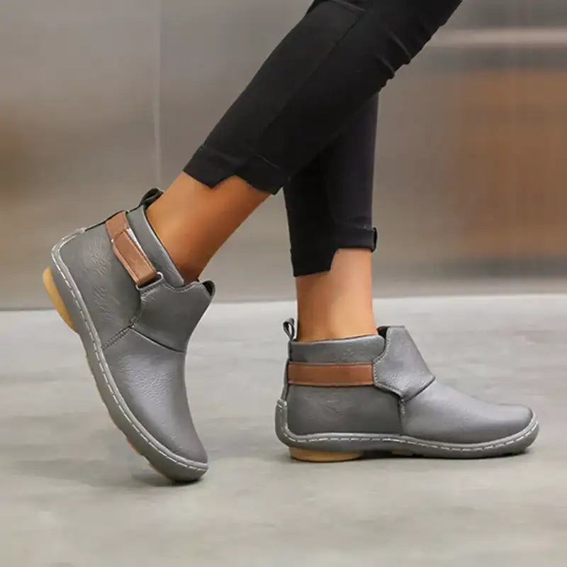 Sylvie Bottines Aspect Cuir À Bride Scratch Semelle Surpiquée Femme