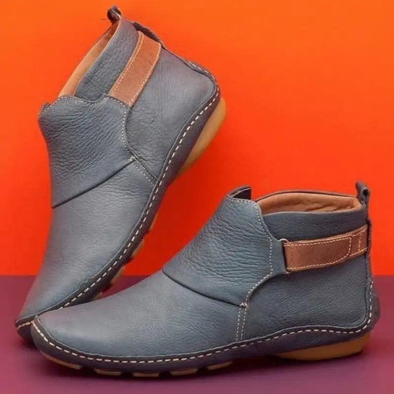 Sylvie Bottines Aspect Cuir À Bride Scratch Semelle Surpiquée Femme