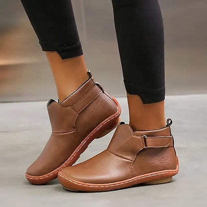 Sylvie Bottines Aspect Cuir À Bride Scratch Semelle Surpiquée Femme