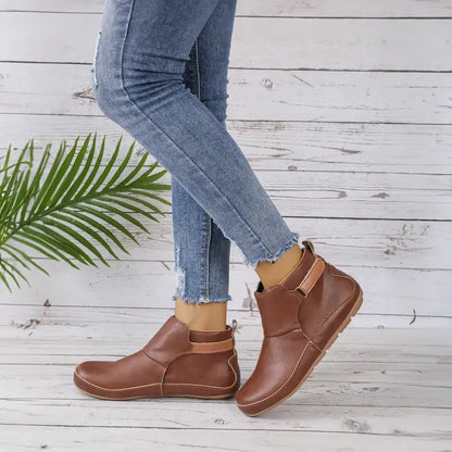 Sylvie Bottines Aspect Cuir À Bride Scratch Semelle Surpiquée Femme