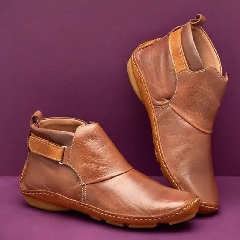 Sylvie Bottines Aspect Cuir À Bride Scratch Semelle Surpiquée Femme
