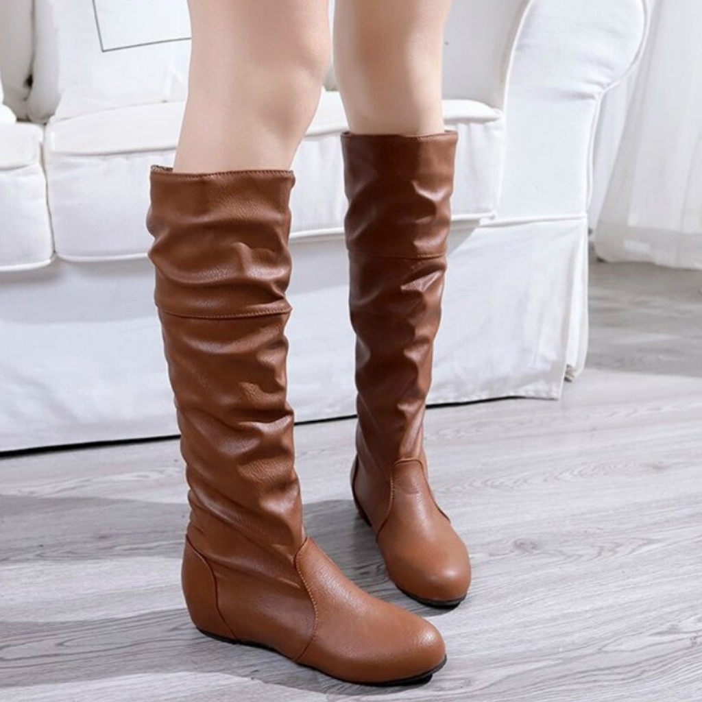 Hortense Bottes Hautes Froncées À Talon Plat Femme