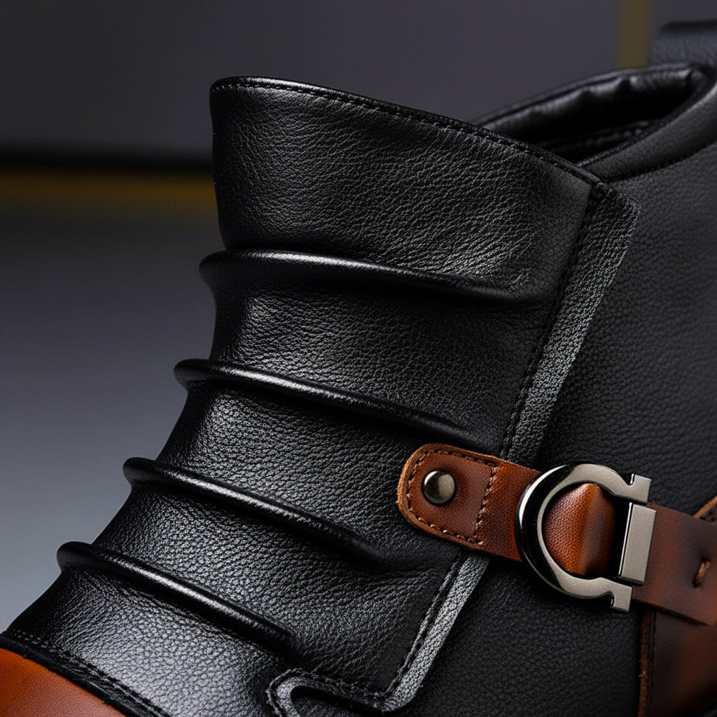 Nicolas Bottines Aspect Cuir Poli Homme