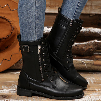 Juliette Bottes Mi-Mollet Lacées À Zip Et Boucle Femme