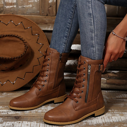Juliette Bottes Mi-Mollet Lacées À Zip Et Boucle Femme