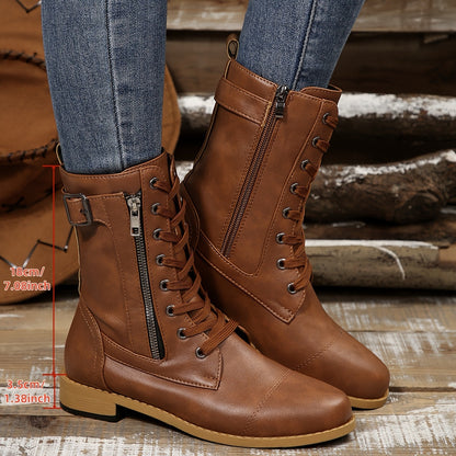 Juliette Bottes Mi-Mollet Lacées À Zip Et Boucle Femme
