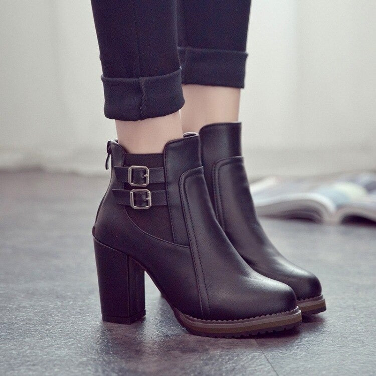 Yvonne Bottines À Talon Carré Haut Et Double Boucle Femme