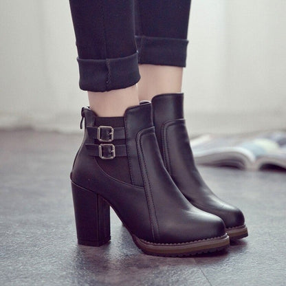 Yvonne Bottines À Talon Carré Haut Et Double Boucle Femme