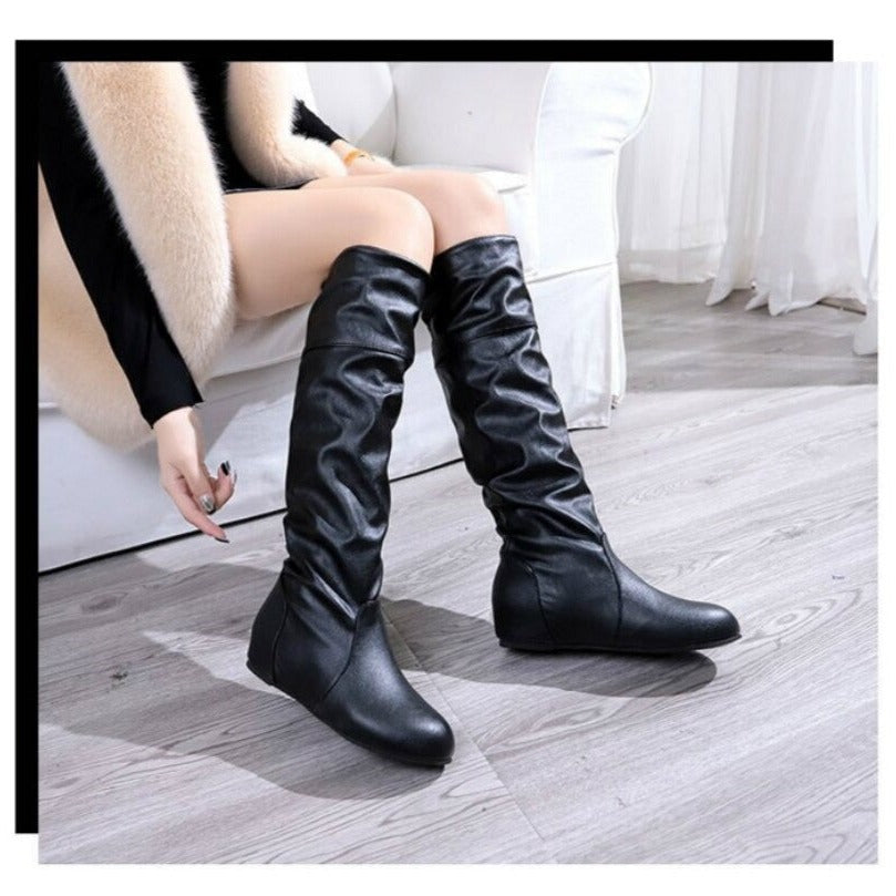 Hortense Bottes Hautes Froncées À Talon Plat Femme