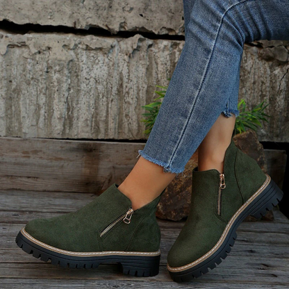 Maëlle Bottines Effet Daim Zippées À Semelle Crantée Femme