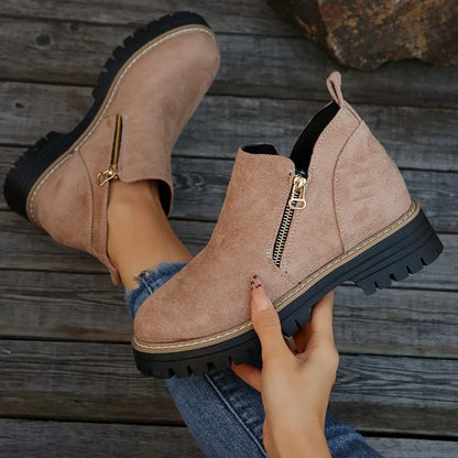 Maëlle Bottines Effet Daim Zippées À Semelle Crantée Femme