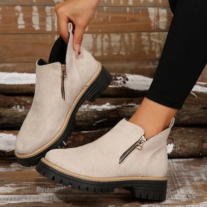 Maëlle Bottines Effet Daim Zippées À Semelle Crantée Femme