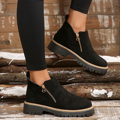 Maëlle Bottines Effet Daim Zippées À Semelle Crantée Femme