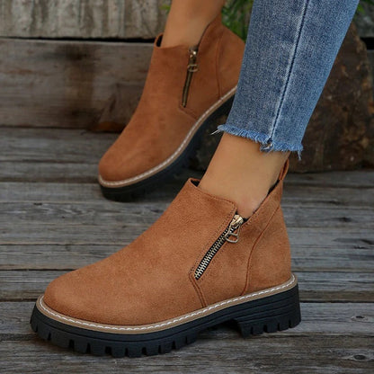 Maëlle Bottines Effet Daim Zippées À Semelle Crantée Femme