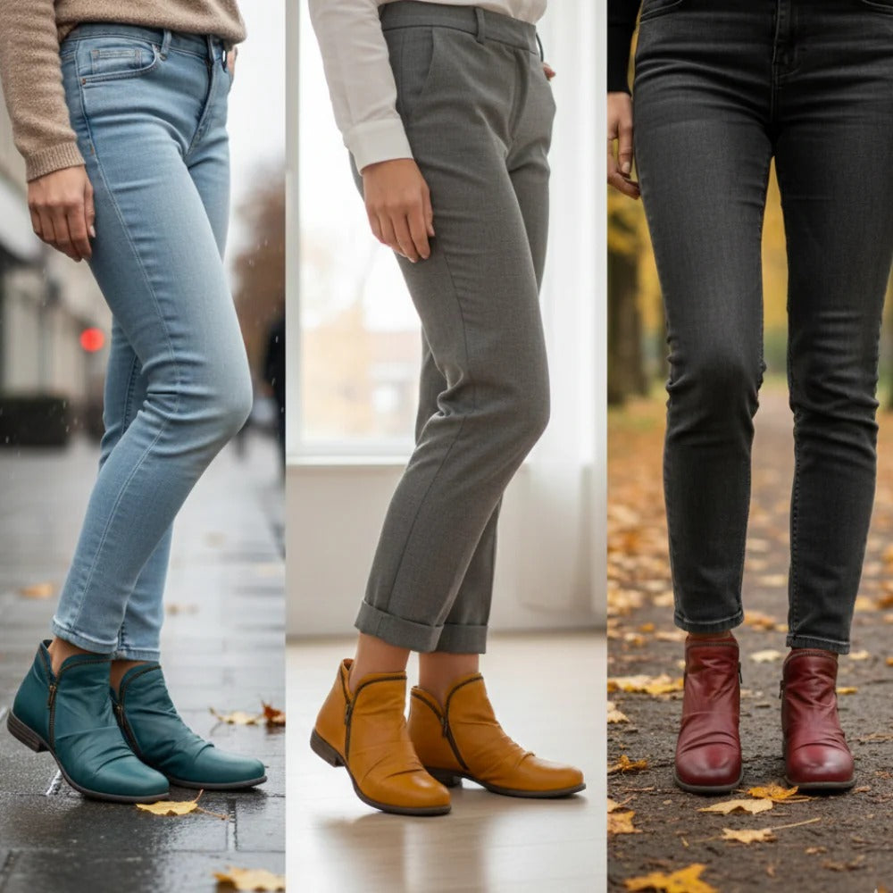 Lou Bottines Froncées Zippées À Talon Bas Femme