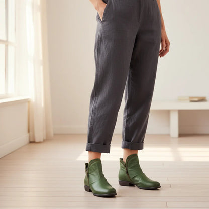 Lou Bottines Froncées Zippées À Talon Bas Femme