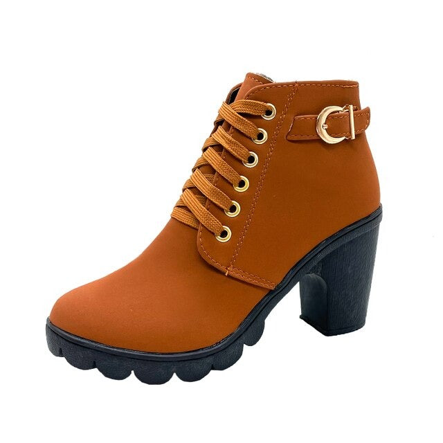 Anouk Bottines À Lacets Talon Carré Haut Semelle Crantée Femme