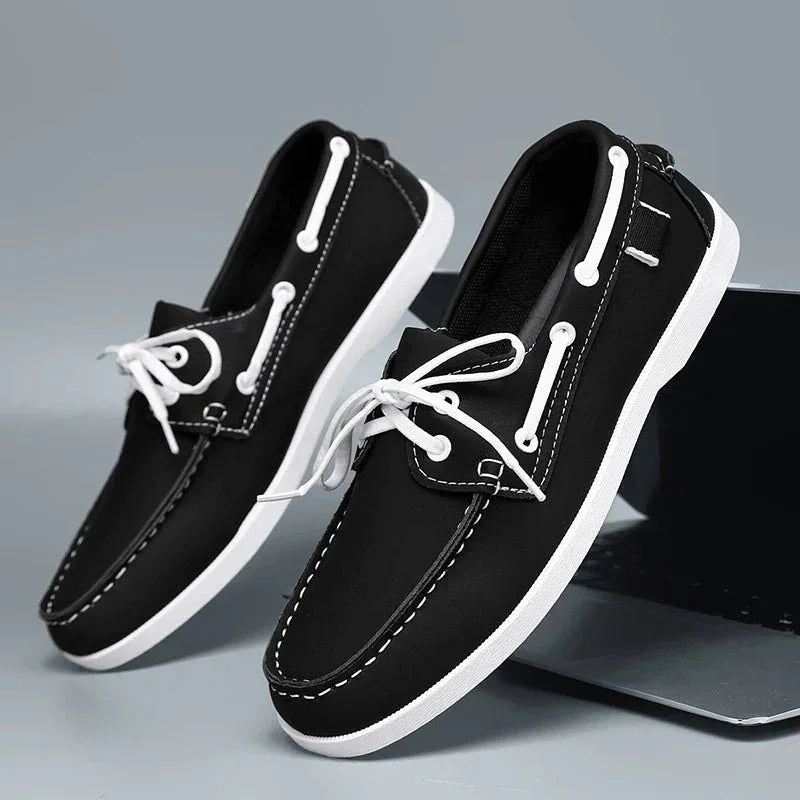 Chaussures bateau Corentin en éco-cuir pour homme, coloris anthracite