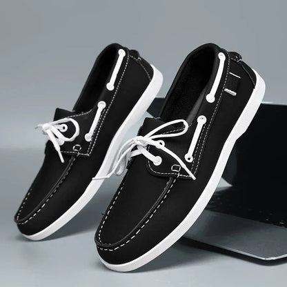 Chaussures bateau Corentin en éco-cuir pour homme, coloris anthracite