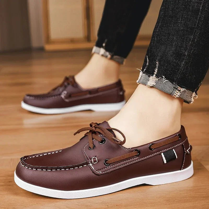 Chaussures bateau Corentin en éco-cuir pour homme, semelle intérieure rembourrée