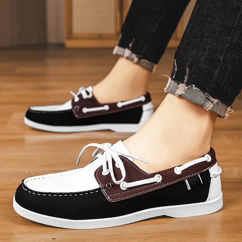 Chaussures bateau Corentin en éco-cuir pour homme, semelle extérieure en caoutchouc