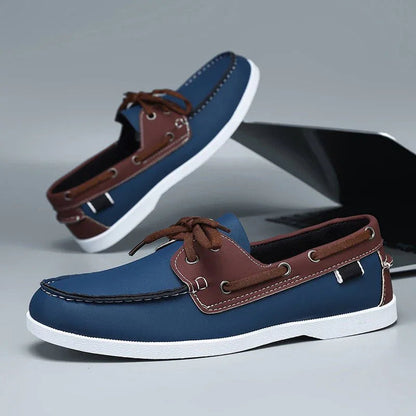 Chaussures bateau Corentin en éco-cuir pour homme, coutures mocassin apparentes