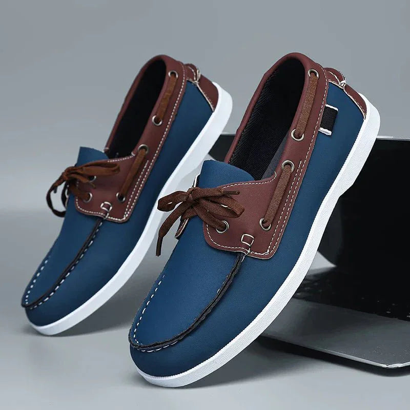Chaussures bateau Corentin en éco-cuir pour homme, coloris marine