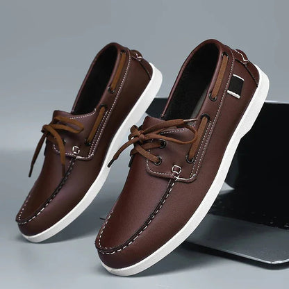 Chaussures bateau Corentin en éco-cuir pour homme, coloris noyer
