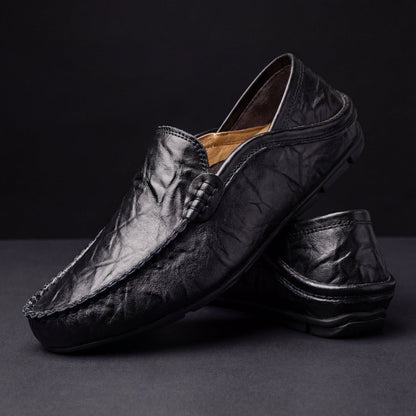 Mocassins Aurélien en cuir véritable pour homme, coloris noir