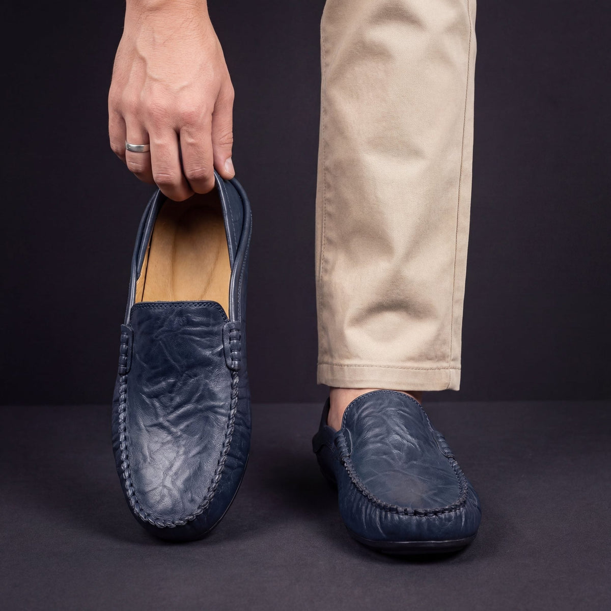 Mocassins Aurélien en cuir véritable pour homme, vue de dessus