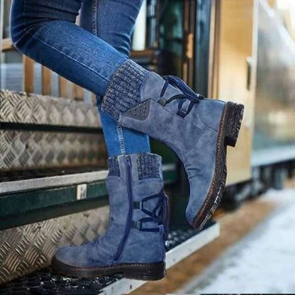 Eva Bottines À Revers Tricot Et Zip Femme