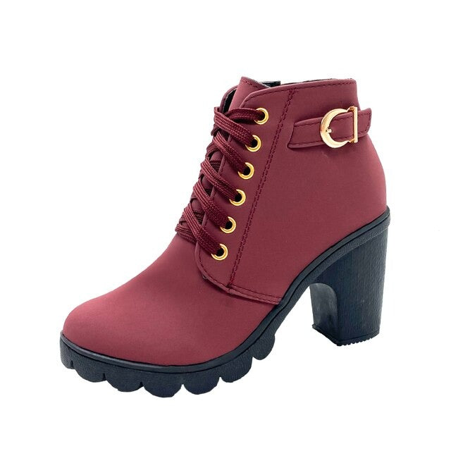Anouk Bottines À Lacets Talon Carré Haut Semelle Crantée Femme
