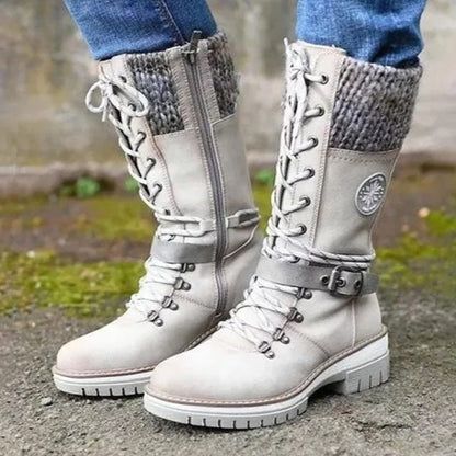 Iris Bottes De Randonnée Mi-Mollet À Lacets Et Revers Tricot Femme