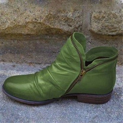 Julie Bottes En Cuir Véritable À Fermeture Éclair Femme