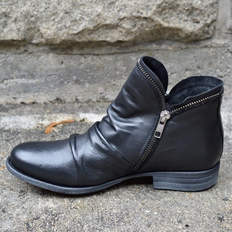 Julie Bottes En Cuir Véritable À Fermeture Éclair Femme