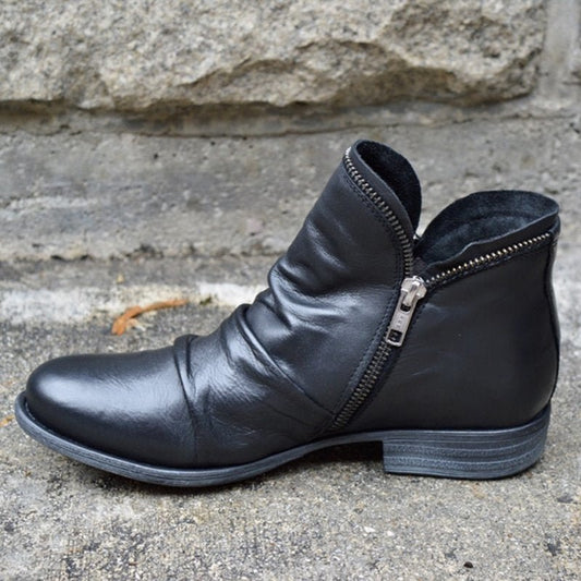 Julie Bottes En Cuir Véritable À Fermeture Éclair Femme