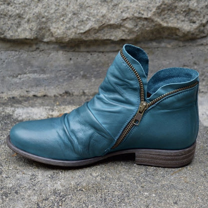 Julie Bottes En Cuir Véritable À Fermeture Éclair Femme