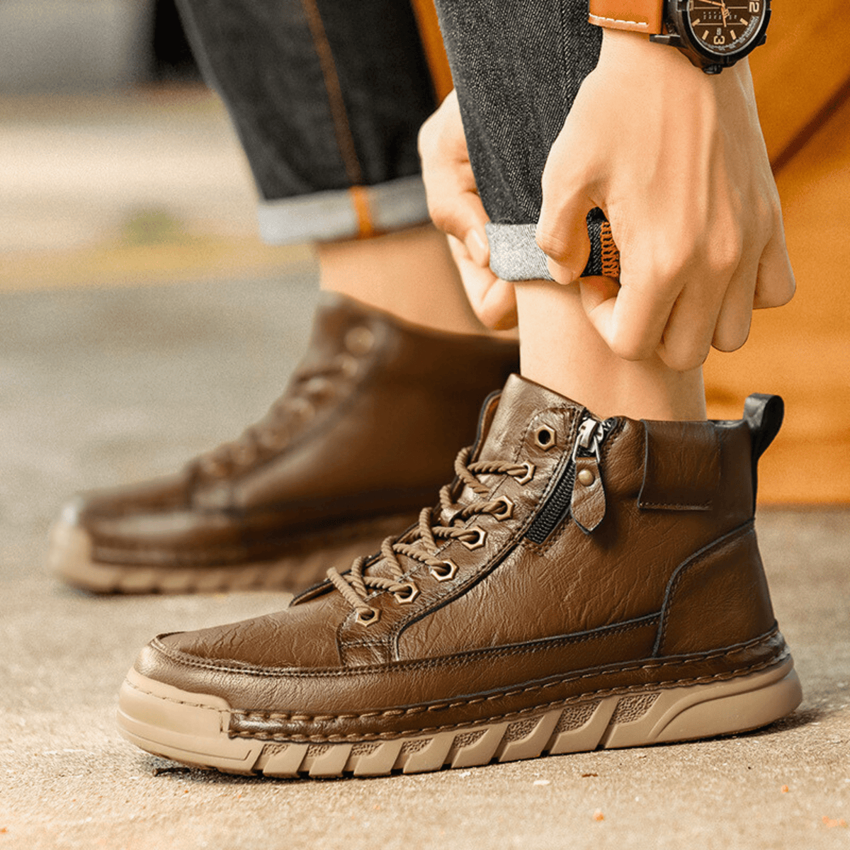 Maxime Bottines Urbaines Aspect Cuir Lisse Homme