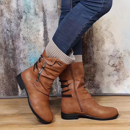 Constance Bottes Mi-Mollet Froncées À Revers Tricot Femme