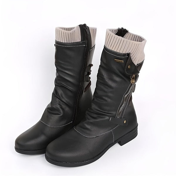 Constance Bottes Mi-Mollet Froncées À Revers Tricot Femme