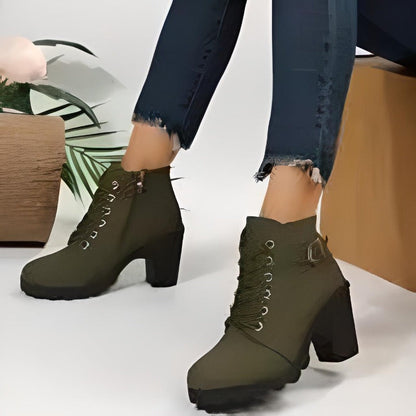 Estelle Bottines Effet Daim À Lacets Boucle Et Talon Carré Femme